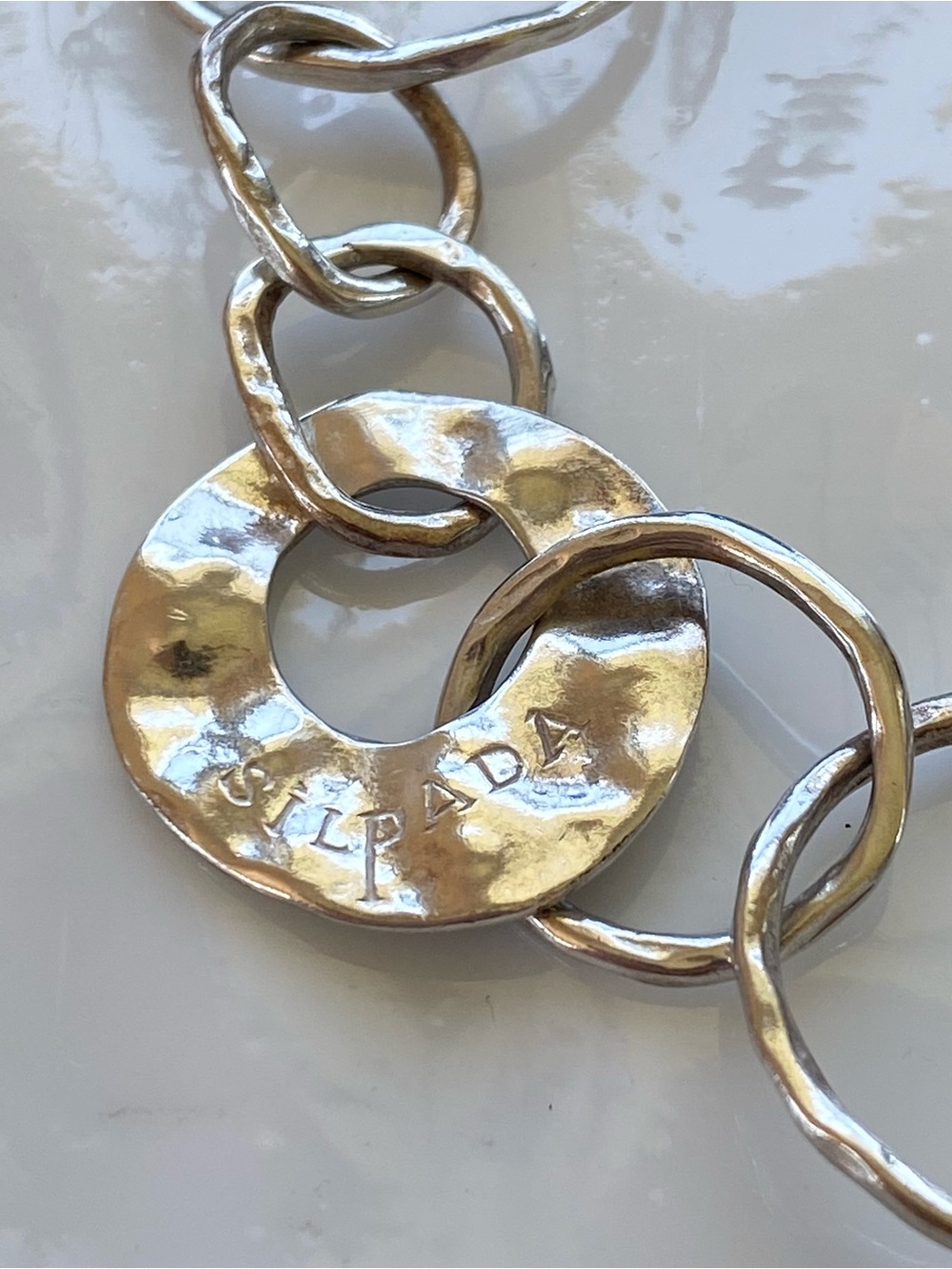 Silpada VINTAGE Sterling Silver Hammered Link Bracelet 7.5 inches B1217 - Picture 5 of 8